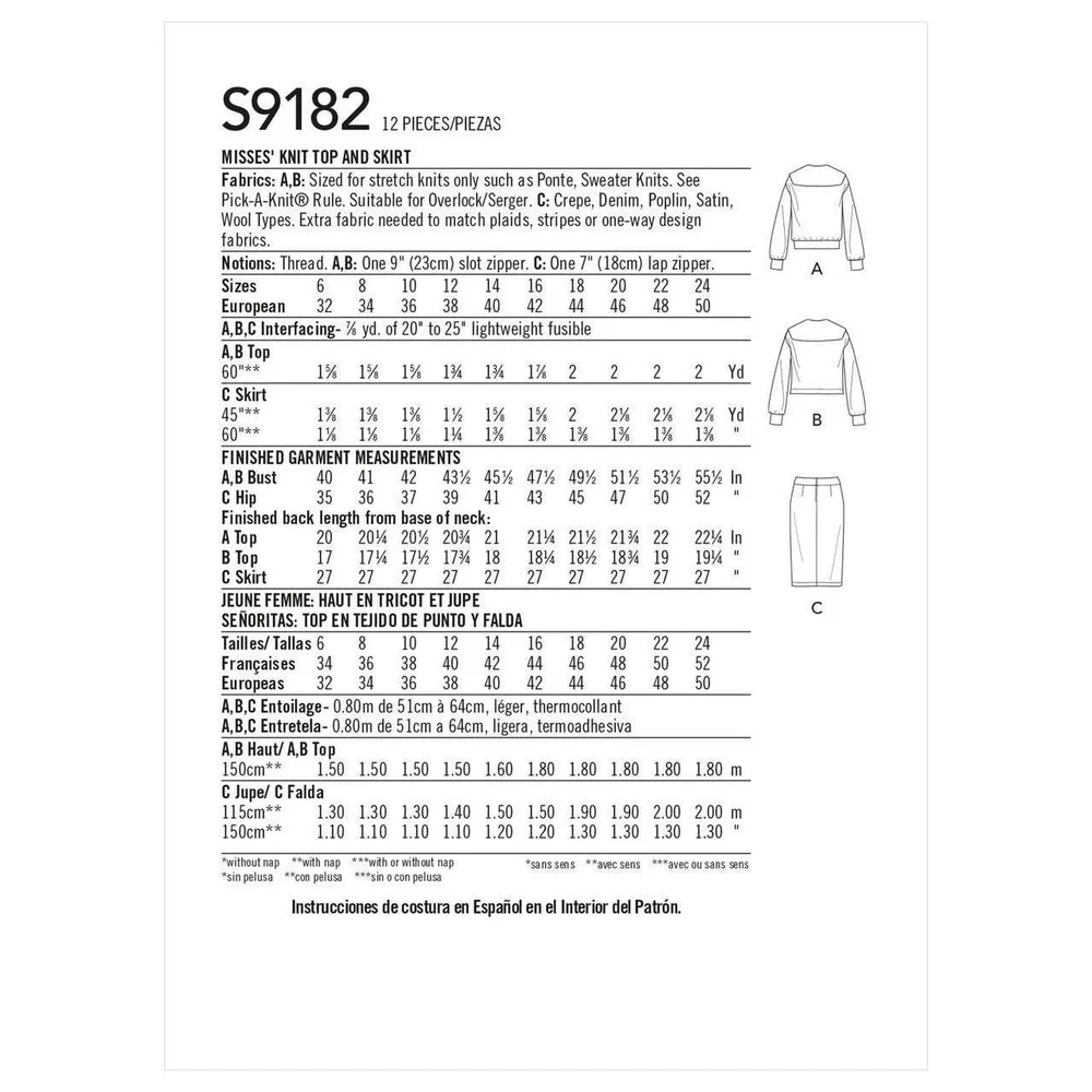 Simplicity Sewing Pattern S9182 Mimi G Top Skirt Misses 6-14 White Uncut